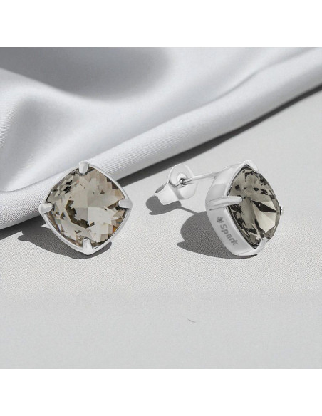 MIRAGE stainless steel earrings with gray crystal | SPARK