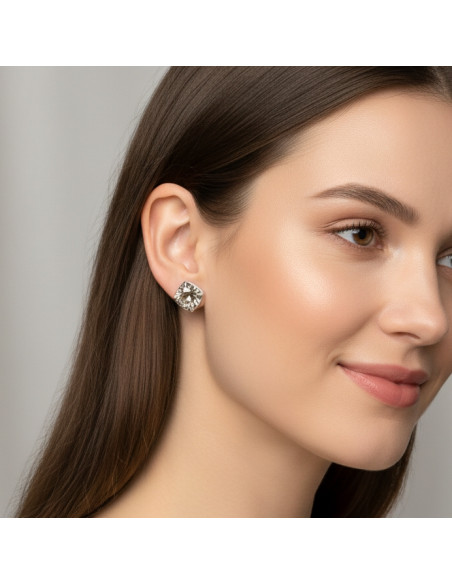 MIRAGE stainless steel earrings with gray crystal | SPARK