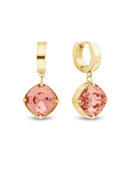 Boucles d'oreilles MIRAGE en acier inoxydable plaqué or avec cristal rose | SPARK