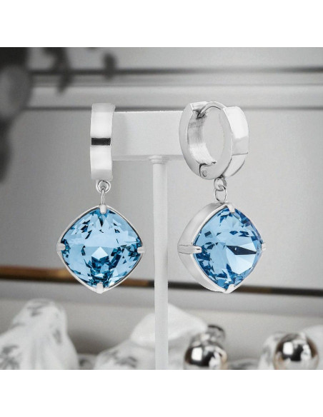 Boucles d'oreilles MIRAGE en acier inoxydable avec cristal bleu | SPARK