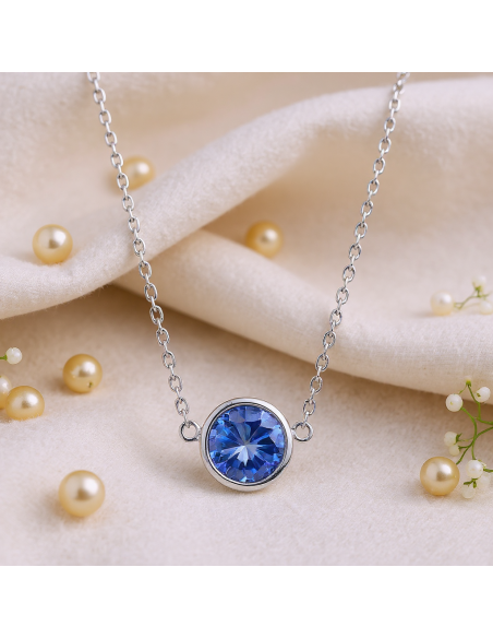 SCINTILLE necklace in stainless steel with blue sapphire crystal | SPARK