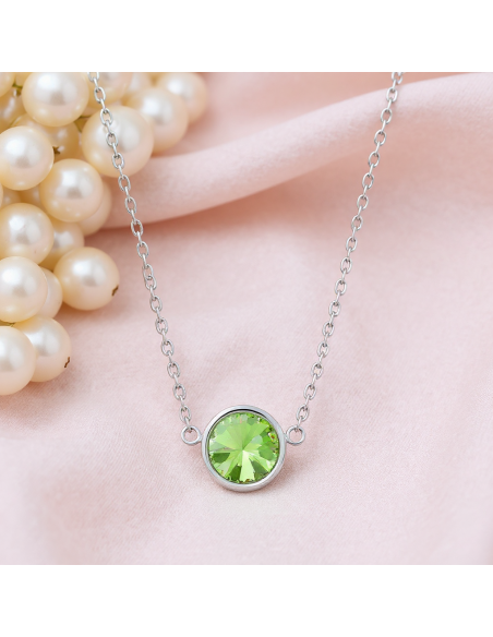 Collier SCINTILLE en acier inoxydable avec cristal vert | SPARK