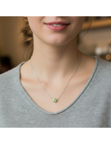 SCINTILLE necklace in stainless steel with green crystal | SPARK