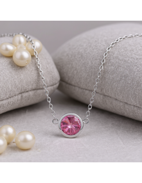 Naszyjnik SCINTILLE ze stali nierdzewnej z różowym kryształem| SPARK