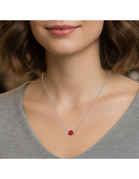 SCINTILLE necklace in stainless steel with red crystal | SPARK