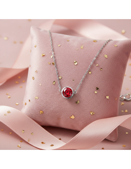 Collier SCINTILLE en acier inoxydable avec cristal rouge| SPARK