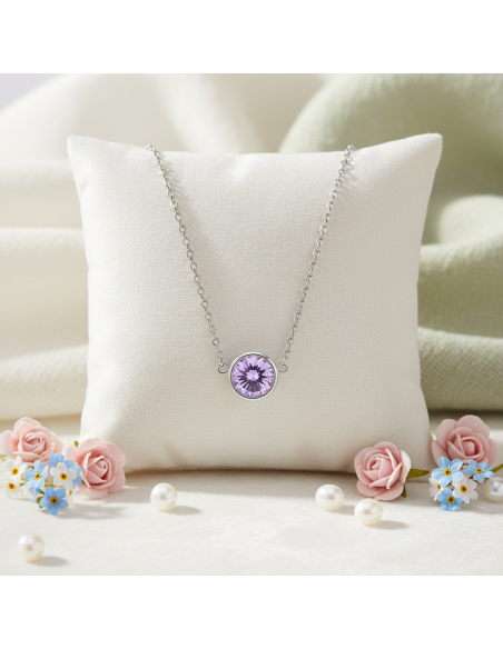 Collier SCINTILLE en acier inoxydable avec cristal violet | SPARK