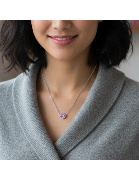 Collier SCINTILLE en acier inoxydable avec cristal violet | SPARK