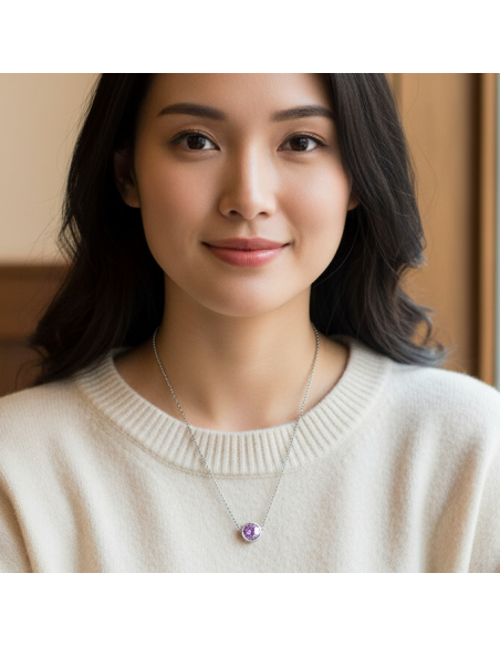 Collier SCINTILLE en acier inoxydable avec cristal vitrail light| SPARK