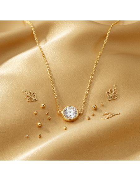 Collier SCINTILLE en acier inoxydable plaqué or avec cristal blanc | SPARK