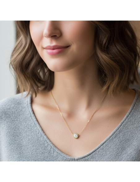 Collier SCINTILLE en acier inoxydable plaqué or avec cristal blanc | SPARK