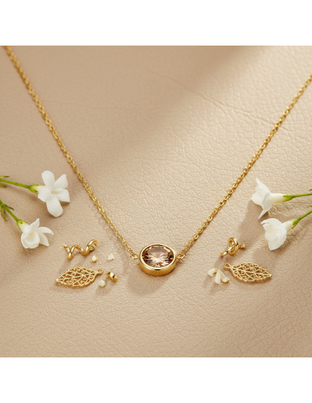 Collier SCINTILLE en acier inoxydable plaqué or avec cristal doré | SPARK