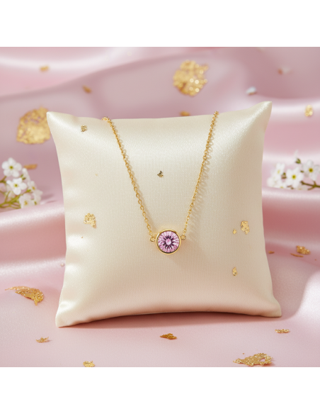 Collier SCINTILLE en acier inoxydable plaqué or avec cristal rose clair | SPARK
