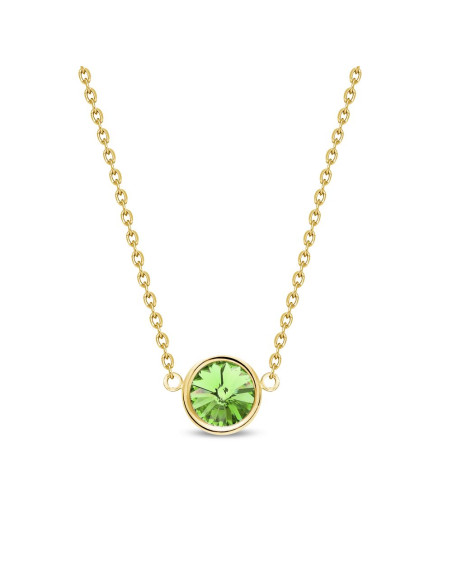 Collier SCINTILLE en acier inoxydable plaqué or avec cristal vert clair | SPARK