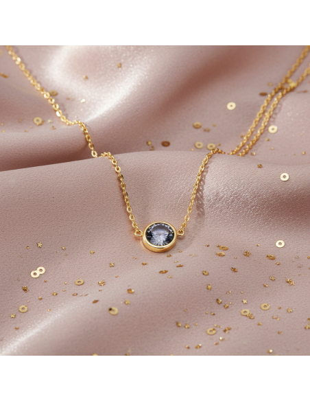Gold-plated stainless steel SCINTILLE necklace with silver night crystal | SPARK