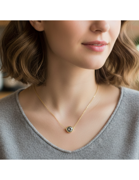 Gold-plated stainless steel SCINTILLE necklace with silver night crystal | SPARK