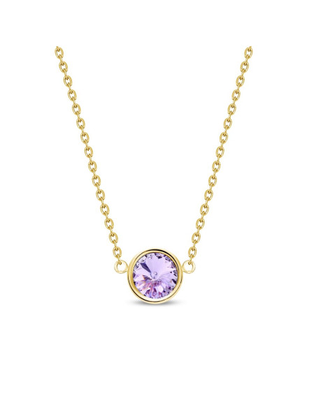 Gold-plated stainless steel SCINTILLE necklace with violet crystal | SPARK
