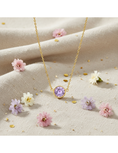 Collier SCINTILLE en acier inoxydable plaqué or avec cristal vitrail light | SPARK