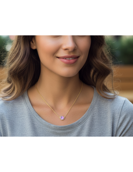 Gold-plated stainless steel SCINTILLE necklace with vitrail light crystal | SPARK