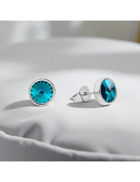 Boucles d'oreilles SCINTILLE en acier inoxydable avec cristal bleu zircon | SPARK