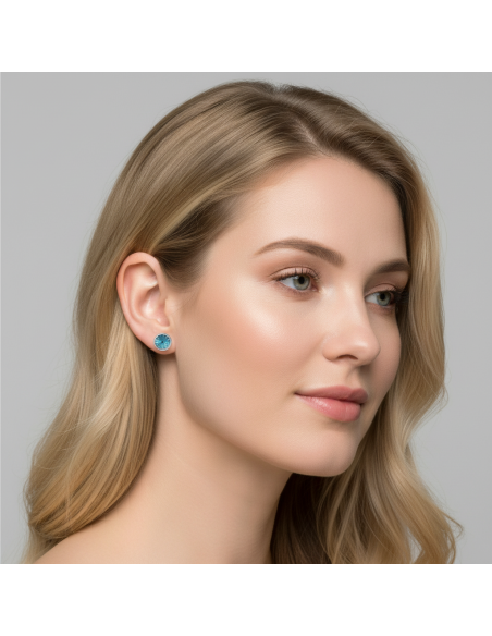 Boucles d'oreilles SCINTILLE en acier inoxydable avec cristal bleu zircon | SPARK