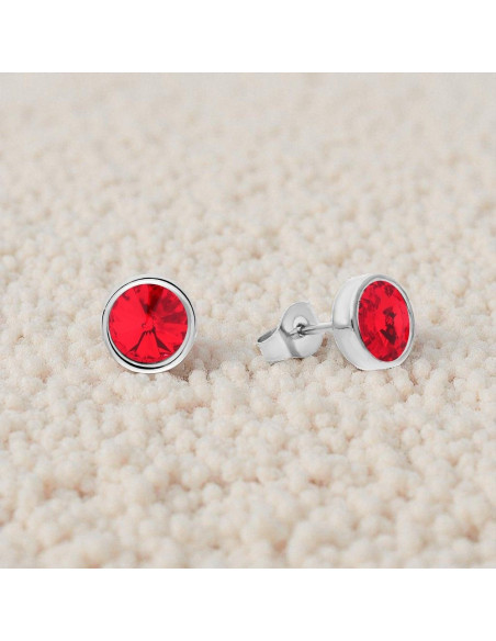 Boucles d'oreilles SCINTILLE en acier inoxydable avec cristal rouge| SPARK