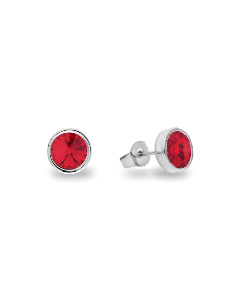 Boucles d'oreilles SCINTILLE en acier inoxydable avec cristal rouge| SPARK