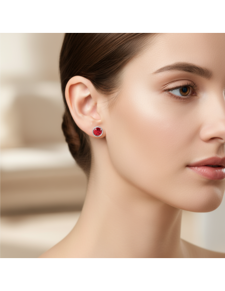 Kolczyki SCINTILLE ze stali nierdzewnej z czerwonym kryształem | SPARK