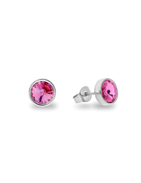 SCINTILLE earrings in stainless steel with pink crystal | SPARK