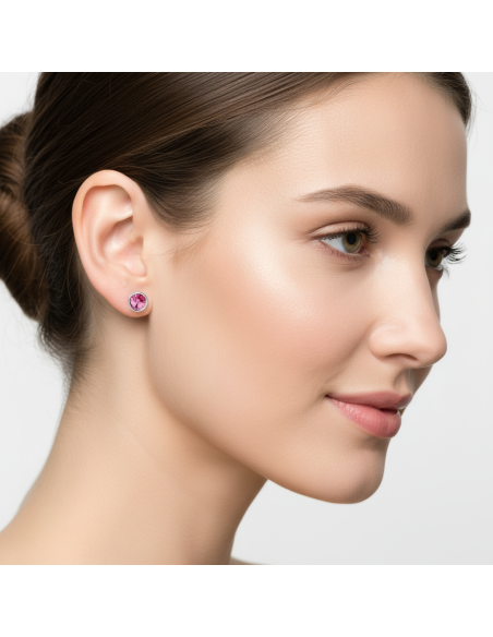 SCINTILLE earrings in stainless steel with pink crystal | SPARK