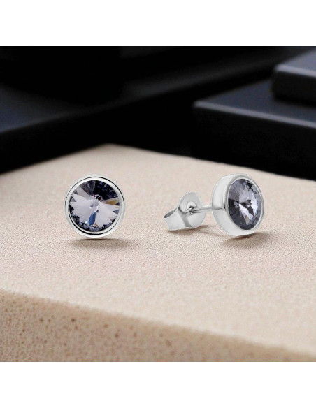 Boucles d'oreilles SCINTILLE en acier inoxydable avec cristal gris| SPARK
