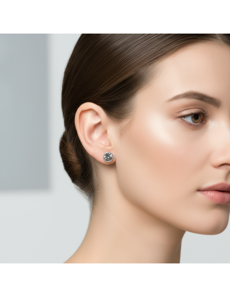 Boucles d'oreilles SCINTILLE en acier inoxydable avec cristal gris| SPARK