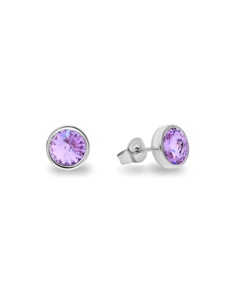Boucles d'oreilles SCINTILLE en acier inoxydable avec cristal violet| SPARK