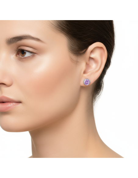 Boucles d'oreilles SCINTILLE en acier inoxydable avec cristal violet| SPARK