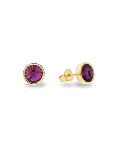 SCINTILLE gold-plated stainless steel earrings with amethyst crystal | SPARK