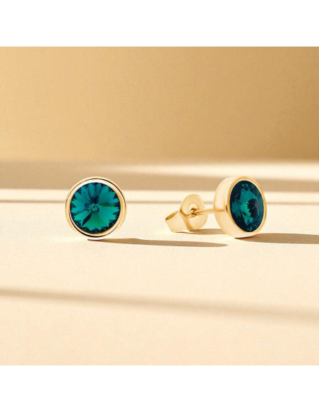 SCINTILLE gold-plated stainless steel earrings with emerald green crystal | SPARK