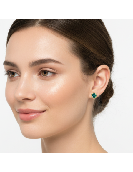 SCINTILLE gold-plated stainless steel earrings with emerald green crystal | SPARK
