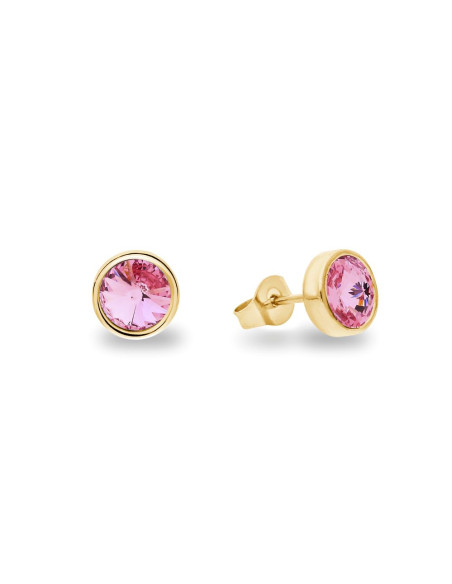 Boucles d'oreilles SCINTILLE en acier inoxydable plaqué or avec cristal rose clair| SPARK