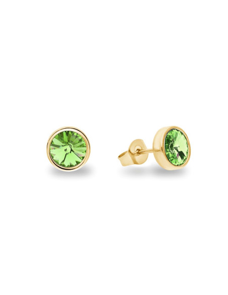 Boucles d'oreilles SCINTILLE en acier inoxydable plaqué or avec cristal vert clair| SPARK