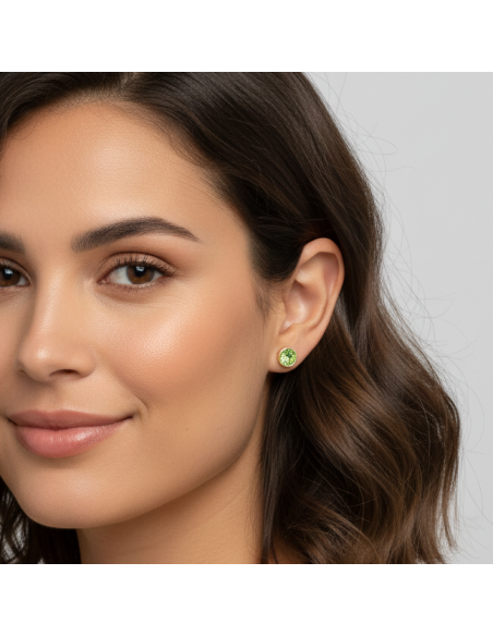 SCINTILLE gold-plated stainless steel earrings with light green crystal | SPARK