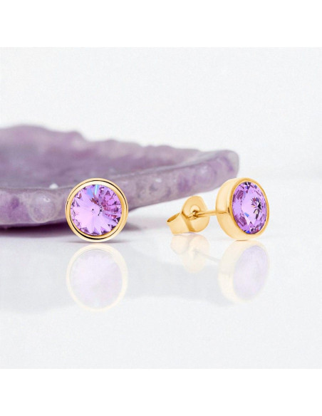 Boucles d'oreilles SCINTILLE en acier inoxydable avec cristal violet | SPARK