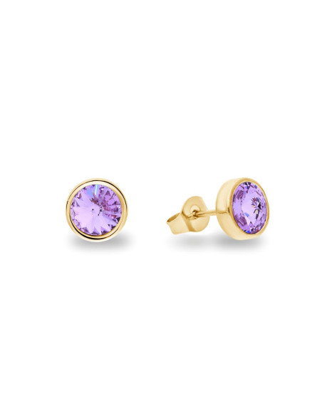 SCINTILLE gold-plated stainless steel earrings with violet crystal | SPARK