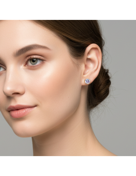 Boucles d'oreilles SCINTILLE en acier inoxydable avec cristal vitrail light| SPARK