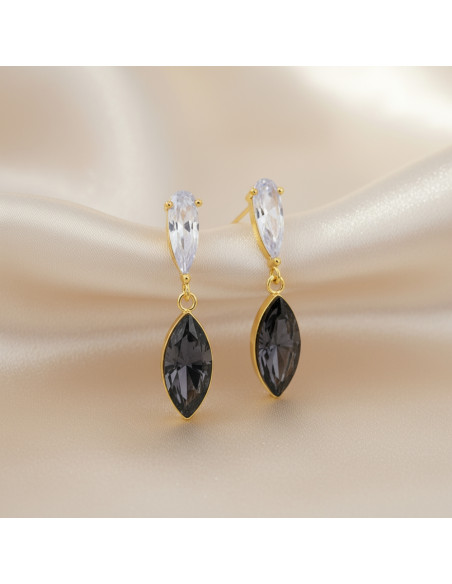 GLACIENNE gold-plated silver earrings with black silver night | SPARK