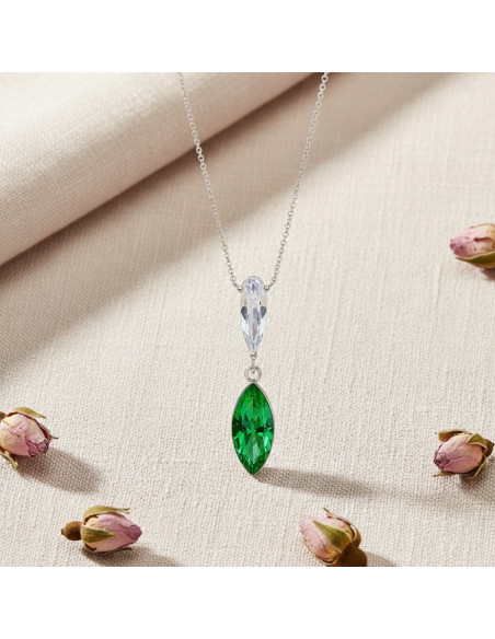 Collier GLACIENNE en argent avec cristal vert | SPARK