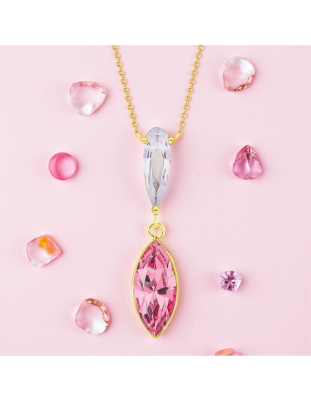 GLACIENNE gold-plated silver necklace with pink crystal | SPARK