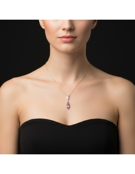 Collier GLACIENNE en argent plaqué or avec cristal rose | SPARK