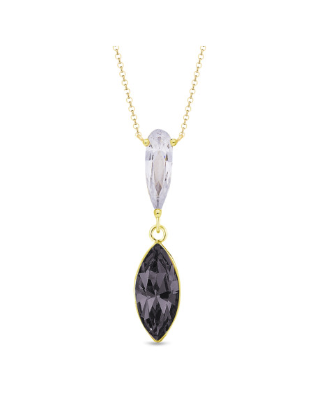 GLACIENNE gold-plated silver necklace with black crystal | SPARK