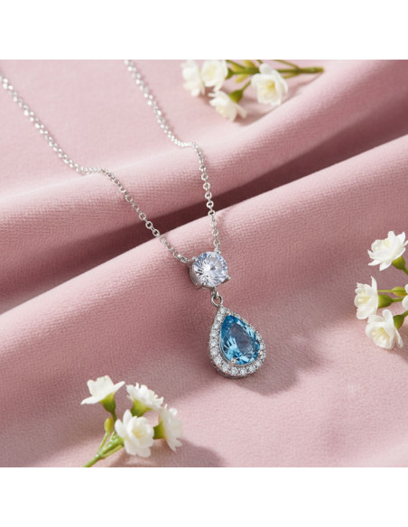 Collier BRISELLE en argent avec cristaux bleus| SPARK