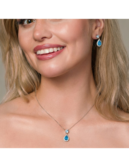 Collier BRISELLE en argent avec cristaux bleus| SPARK